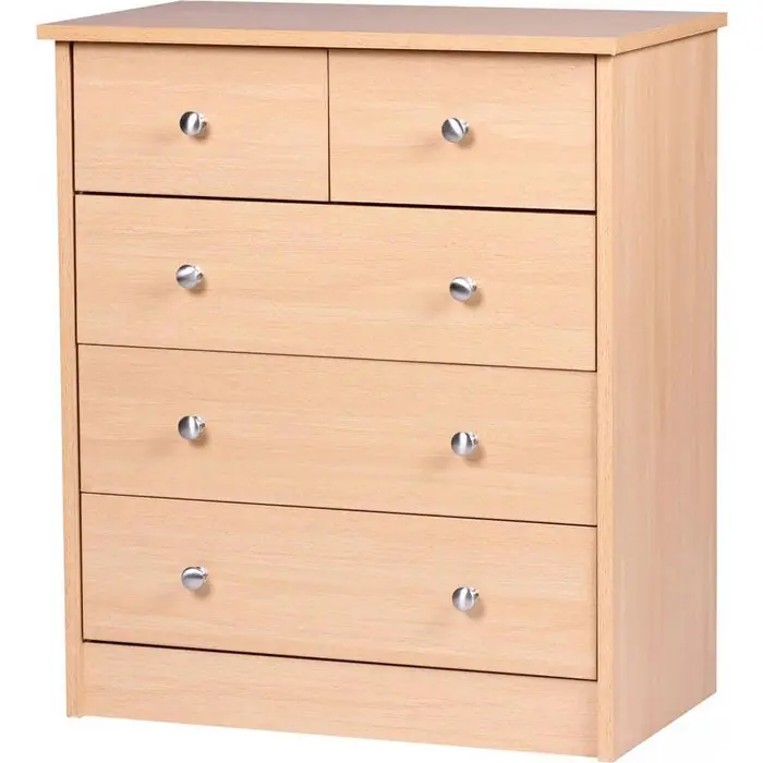 Bestseller Wohnling Kommode Prue WL1.338, buche, mit 5 Schubladen, 60 x 70 x 35cm