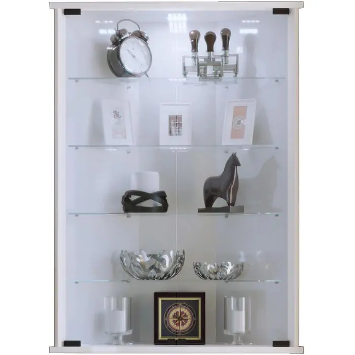 Direkt Vom Hersteller VCM Glasvitrine Eckvitrine Vecko, hängend, 4 Fachböden, 67,5 x 88 x 23cm, weiß