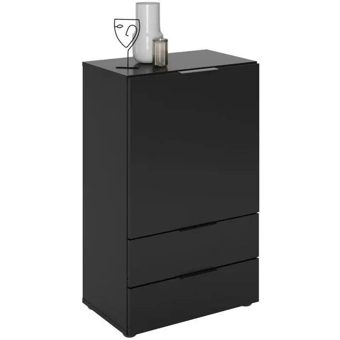Preiswert FMD-Möbel Kommode Dark 5, schwarz, mit Tür & Schubladen, 50x81x32cm