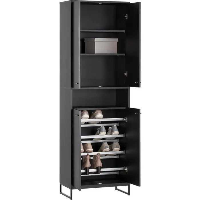 Knallerangebot Schildmeyer Schuhschrank Janne, 701784, schwarz, 4 Fächer für 12 Paar, Holz, 60 x 186 x 33cm