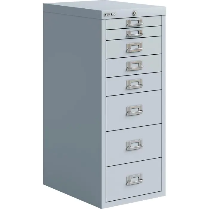 Bisley Schubladenschrank MultiDrawer, aus Metall, 8 Schübe, lichgrau, (B/H/T) 28 x 59 x 41cm Sale