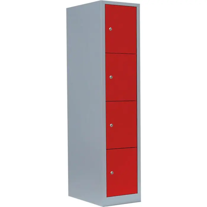 ClassiX Schließfachschrank X-523414, rot, 4 Fächer, Stahl, 42 x 180cm, mit Zylinderschloss Sale