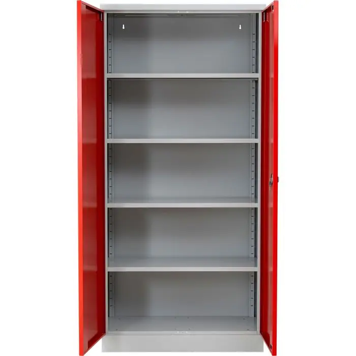 G-Office Aktenschrank FLC.19/N, aus Metall, abschließbar, 92 x 195 x 42 cm (B/H/T), rot / lichtgrau Knallerangebot