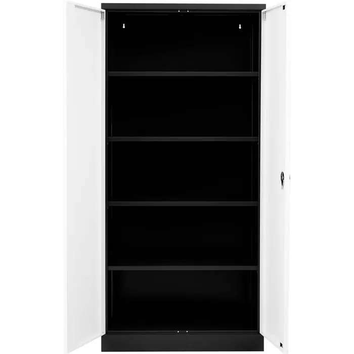G-Office Aktenschrank FLC.19/N, aus Metall, abschließbar, 92 x 195 x 42 cm (B/H/T), weiß / anthrazit Heißes Angebot