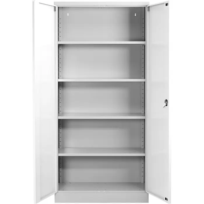 Solange Der Vorrat Reicht G-Office Aktenschrank FLC.19/N, aus Metall, abschließbar, 92 x 195 x 42 cm (B/H/T), weiß / lichtgrau