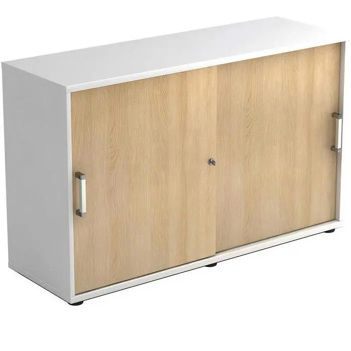 Hammerbacher Schiebetürenschrank R-Serie, Holz, abschließbar, 120 x 74,8 x 40cm, eiche / weiß Sichere Zahlung