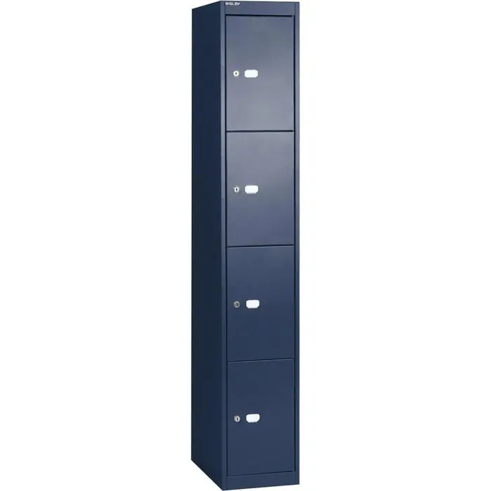 Kostenfreie Lieferung Bisley Schließfachschrank CLK 184, blau, 4 Fächer, Stahl, 30 x 180cm, mit Zylinderschloss