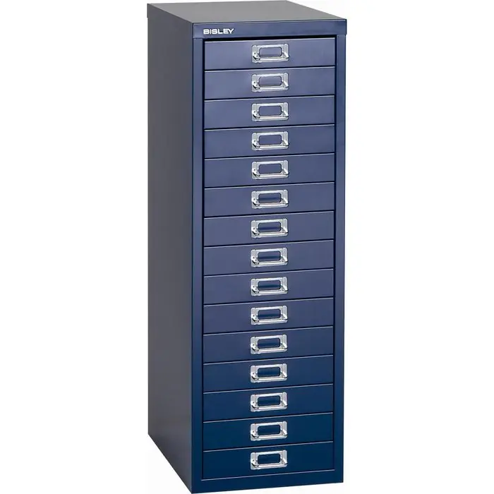 Bisley Schubladenschrank MultiDrawer, aus Metall, 15 Schübe, blau, (B/H/T) 28 x 86 x 38cm Solange Der Vorrat Reicht