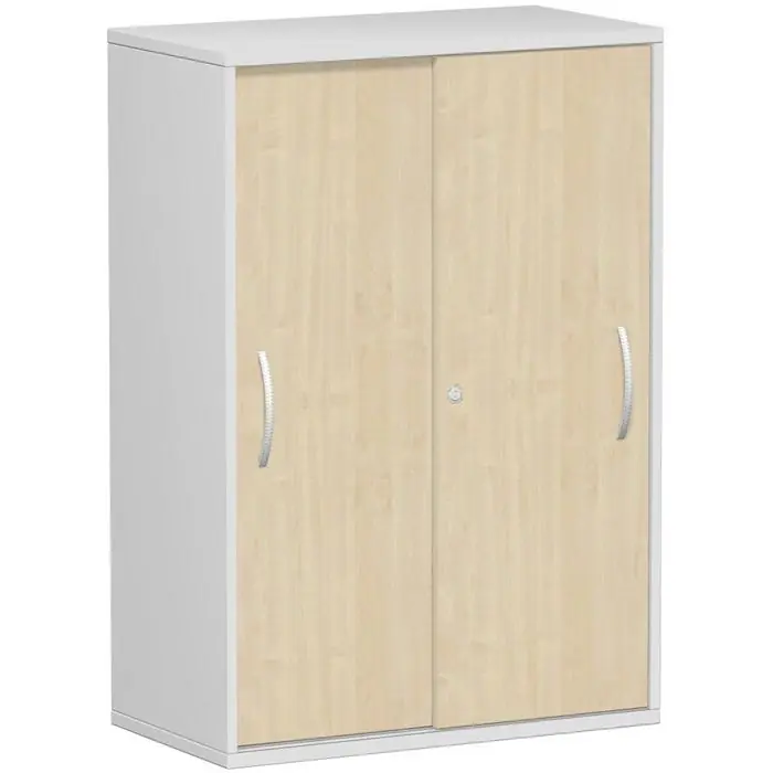Bestseller Geramöbel Schiebetürenschrank Flex, Holz, abschließbar 80 x 118,2 x 42,5cm ahorn / lichtgrau