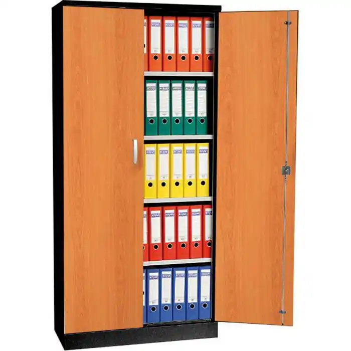 G-Office Aktenschrank FLC/WD.19, aus Metall / Holz, abschließbar 92 x 195 x 42cm (B/H/T) erle/ schwarz Top-Preis