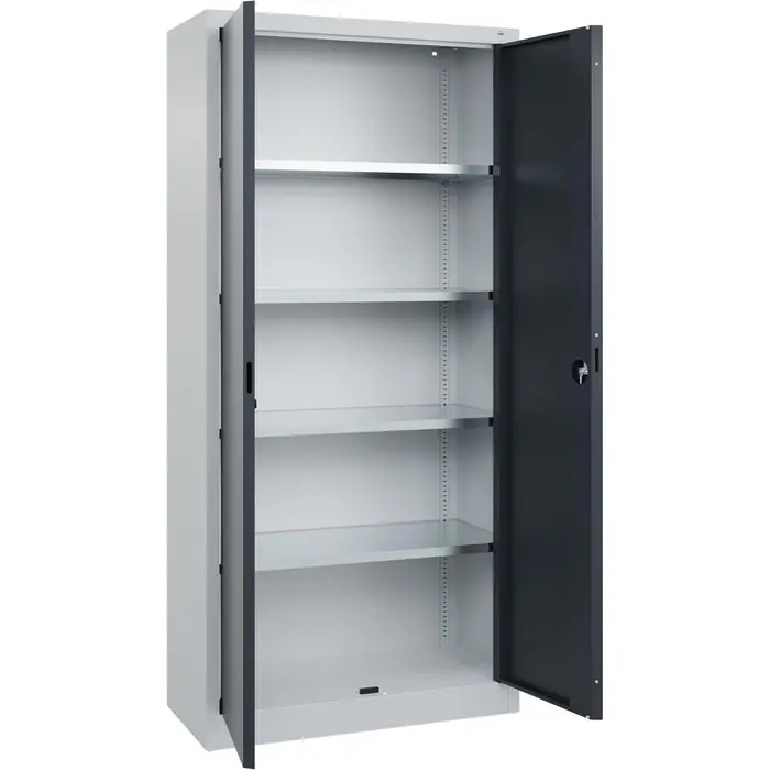 Preisknaller CP-Möbel Werkzeugschrank Basis, aus Metall, grau / anthrazit, mit 4 Fachböden, abschließbar, 93 x 195 x 40 cm