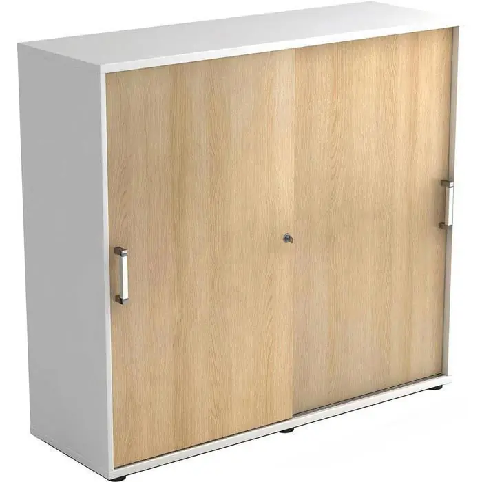 Kracherpreis Hammerbacher Schiebetürenschrank R-Serie, Holz, abschließbar, 120 x 110 x 40cm, eiche / weiß
