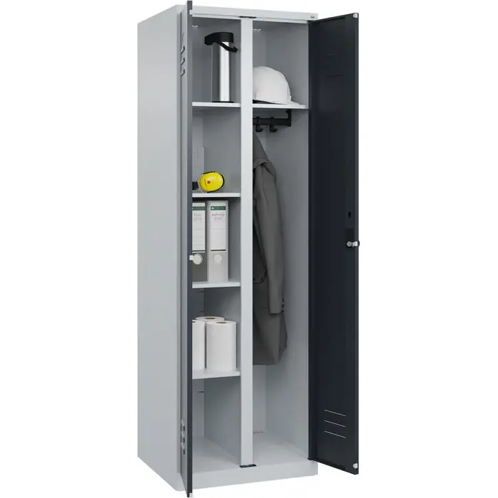 Saisonangebot CP-Möbel Mehrzweckschrank Classic Plus abschließbar, anthrazit, für Staubsauger, 6 Fächer, Drehriegel, Metall, 60 x 185 x 50cm
