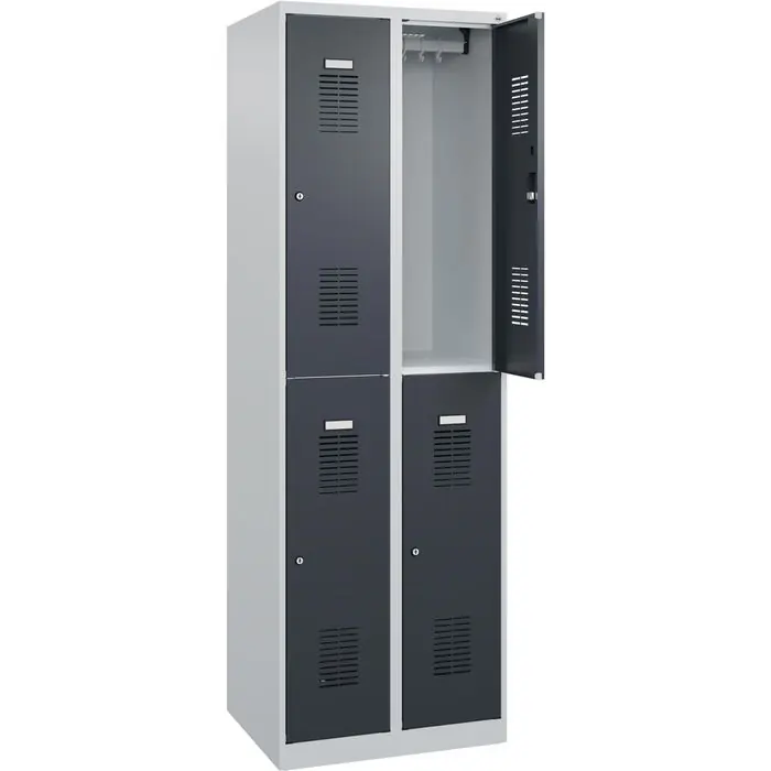 Schnäppchen CP-Möbel Spind Basis PLUS, anthrazit, 2 Abteile, 4 Fächer, mit Zylinderschloss, 60 x 185 cm