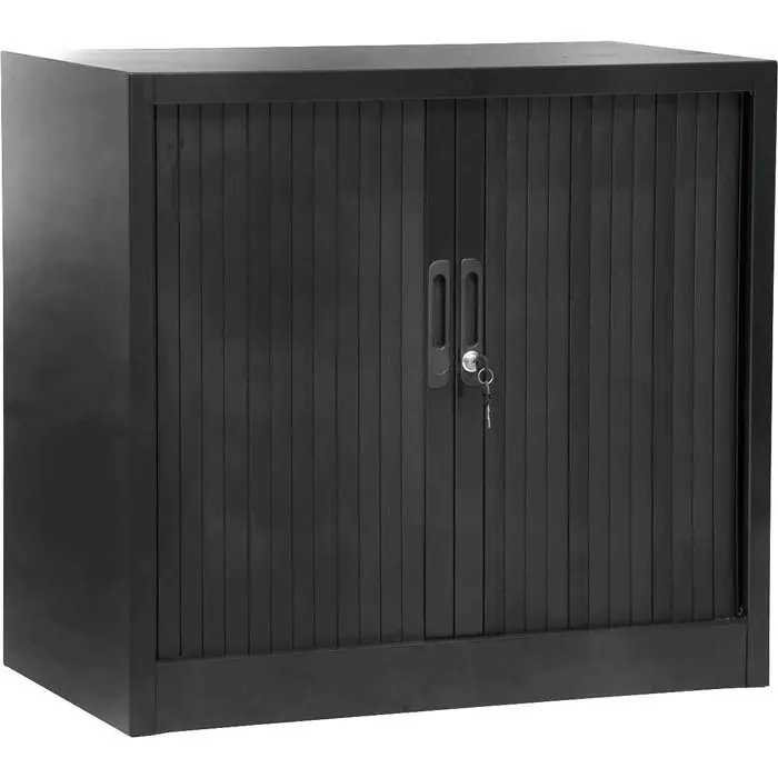 Nur Heute G-Office Rollladenschrank SDC.0708, aus Metall, abschließbar, 80 x 75 x 46 cm (B/H/T), schwarz, 1 Boden