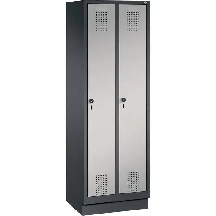 CP-Möbel Spind Evolo S3000, weißaluminium, 2 Abteile, mit Sockel & Drehriegelschloss, 61 x 180 cm Bestseller