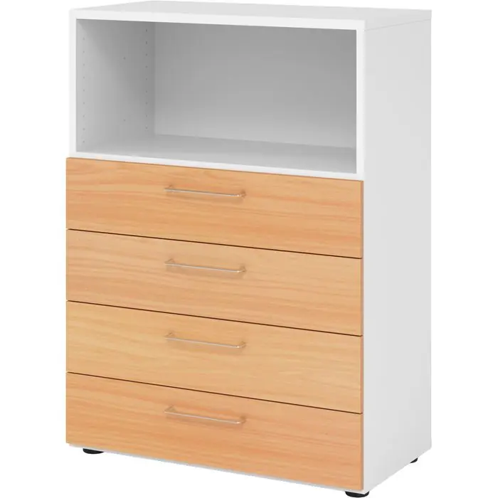 Wochenendangebot Hammerbacher Kombischrank Serie 9 Advanced, buche / weiß, mit 4 Schubladen, (B/H) 80 x 110 cm