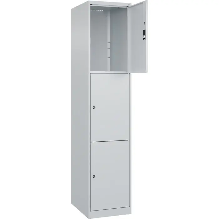 CP-Möbel Schließfachschrank Classic Plus lichtgrau, 3 Fächer, Stahl, 40 x 185cm, mit Zylinderschloss Heißes Angebot