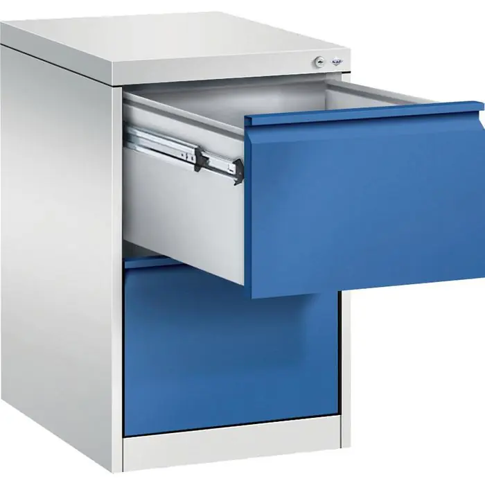 Super-Preis CP-Möbel Hängeregisterschrank Acurado C2000, 1-bahnig, 2 Schübe, lichtgrau / blau