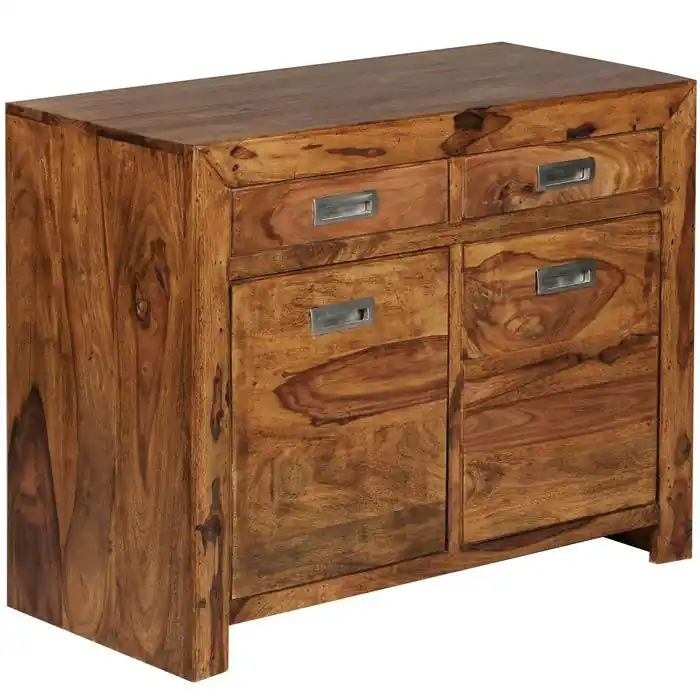 Wohnling Sideboard Mumbai WL1.316, sheesham, mit Türen und Schubladen, 90 x 70cm, Massivholz Günstig