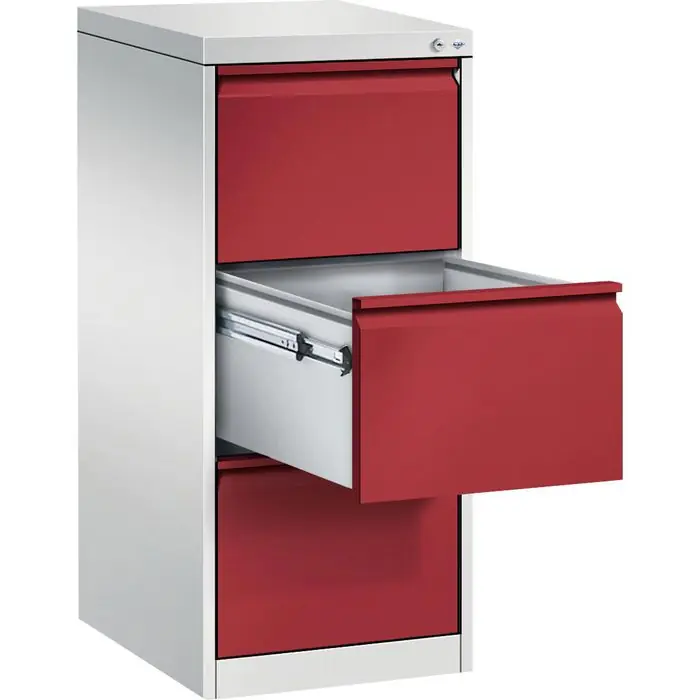 CP-Möbel Hängeregisterschrank Acurado C2000, 1-bahnig, 3 Schübe, lichtgrau / rot Sonderangebot