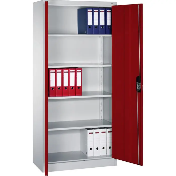 Neuheit CP-Möbel Aktenschrank Acurado C2000, aus Metall, abschließbar, 93 x 195 x 40cm (B/H/T), rot / grau