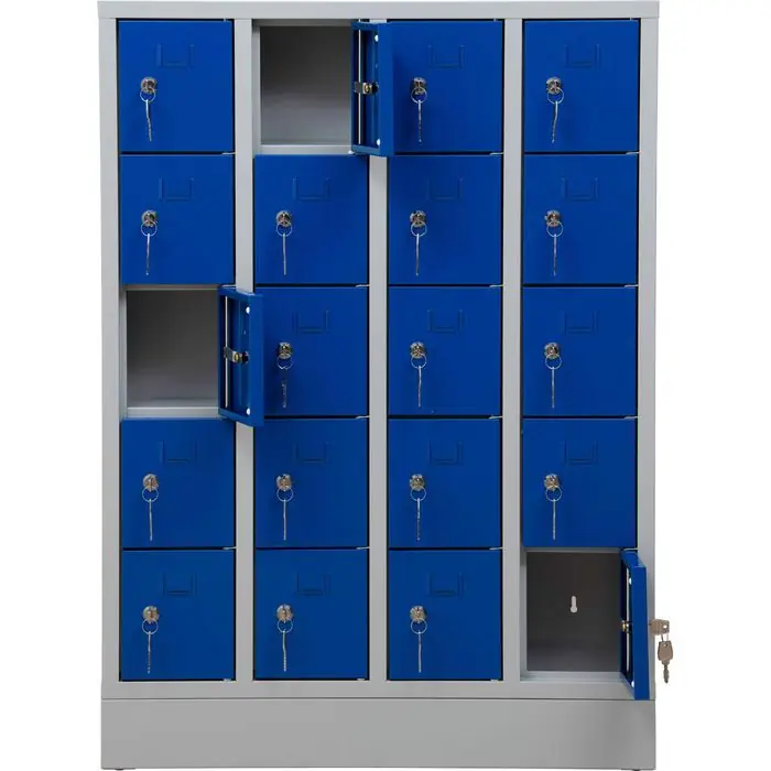 Saisonangebot G-Office Schließfachschrank PEL20, blau, 20 Fächer, Stahl, 80 x 110cm, mit Zylinderschloss