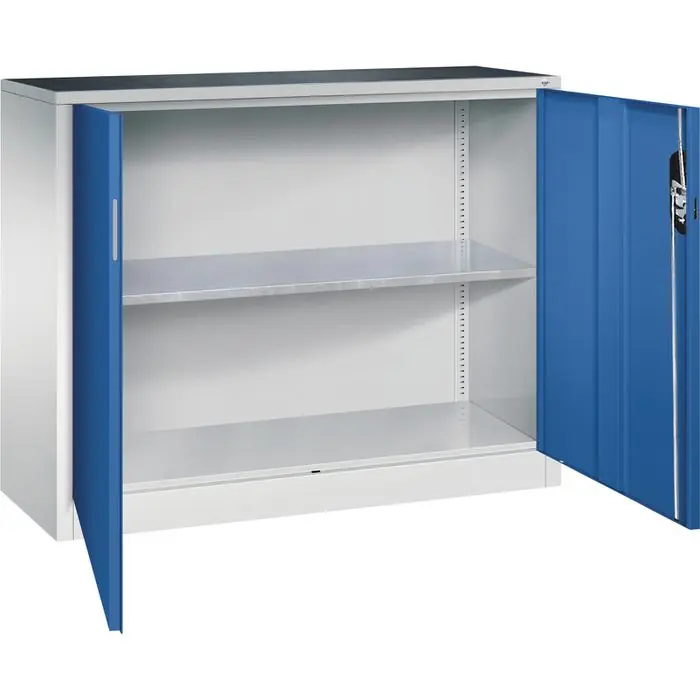 Sale CP-Möbel Werkzeugschrank 8830-000, aus Metall, grau / blau, Beistellschrank, 1 Fachboden, abschließbar, 120 x 100 x 40 cm