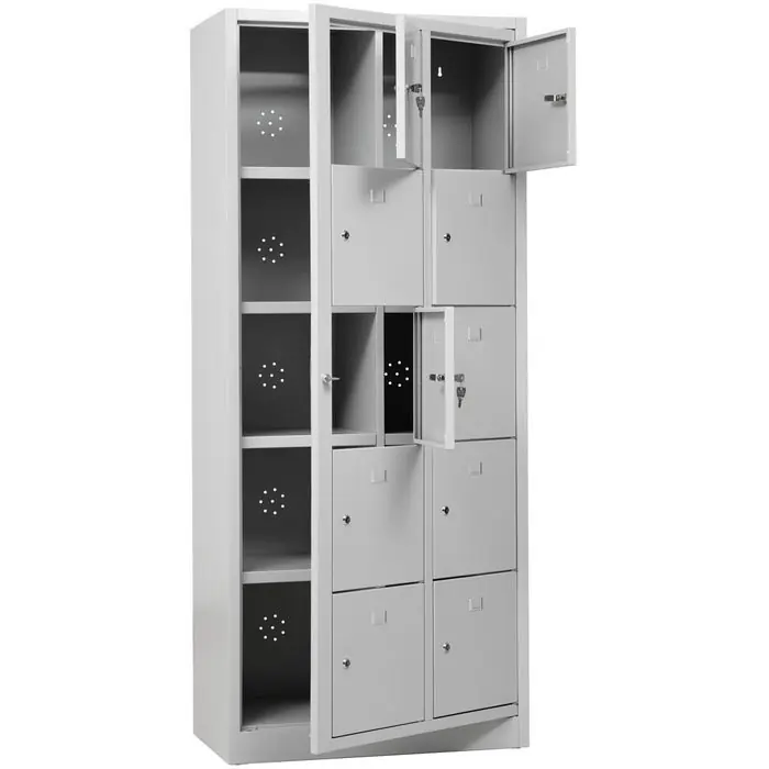 G-Office Schließfachschrank SHC/M.10, lichtgrau, 10 Fächer, 80 x 190cm Zylinderschloss & Zentraltür Angebot