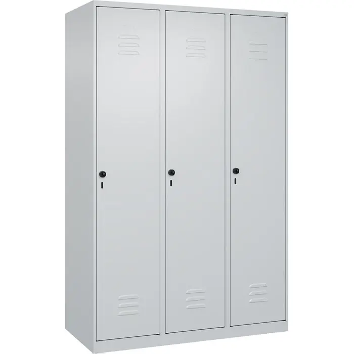 CP-Möbel Spind Classic PLUS, lichtgrau, 3 Abteile mit Trennwand, Drehriegelschloss, 120 x 185 cm Gratis Versand