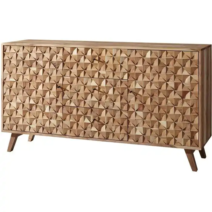 Wohnling Sideboard Rewa WL5.598, akazie, mit Türen und Schubladen, 140 x 78,5cm, Massivholz Schneller Versand