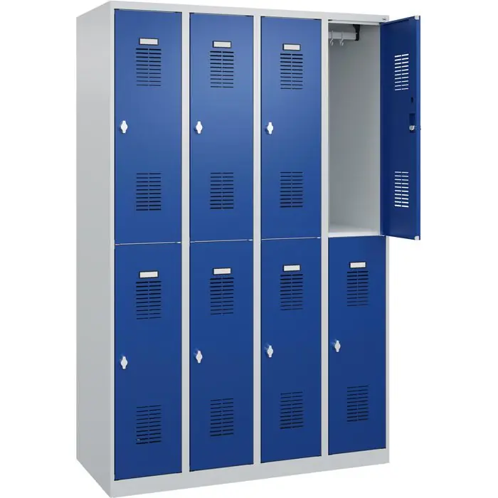 Sofort Bestellen CP-Möbel Spind Basis PLUS, blau, 4 Abteile, 8 Fächer, mit Drehriegelschloss, 120 x 185 cm