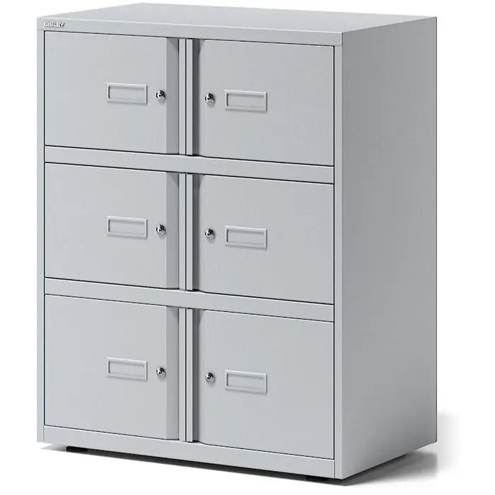 Bisley Schließfachschrank Essentials, lichtgrau, 6 Fächer, Stahl, 80 x 100cm, mit Zylinderschloss Neue Kollektion