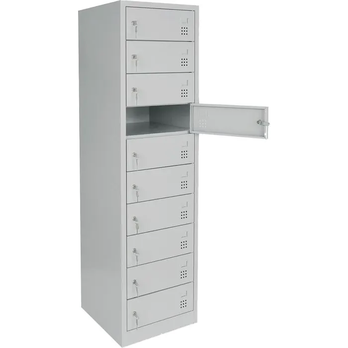 G-Office Schließfachschrank LSL.10, lichtgrau, 10 Fächer, 50 x 180cm, mit Zylinderschloss Nur Für Kurze Zeit