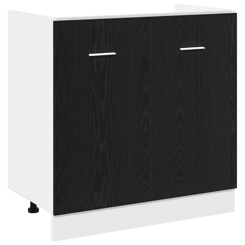 vidaXL Unterschrank für Spüle Schwarz Eiche 80x46x81,5 cm Holzwerkstoff Sofort Bestellen
