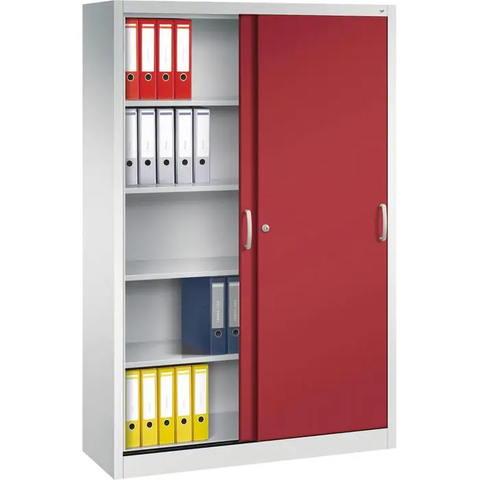 CP-Möbel Schiebetürenschrank Acurado C2000, Metall, abschließbar, 120 x 195 x 40cm, lichtgrau / rot Online Kaufen