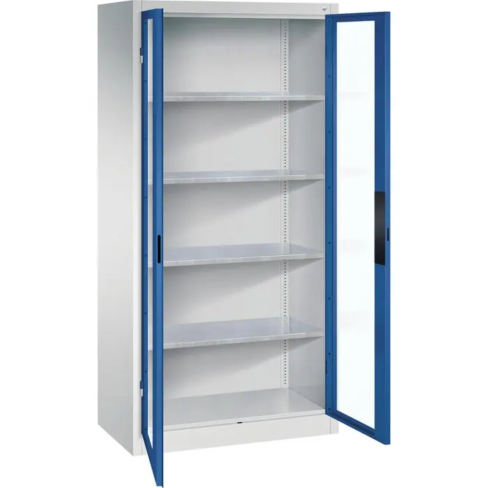 Sichere Zahlung CP-Möbel Werkzeugschrank 8921-055, aus Metall, grau / blau, mit Sichtfenter & 4 Fachböden, abschließbar, 93 x 195 x 50 cm
