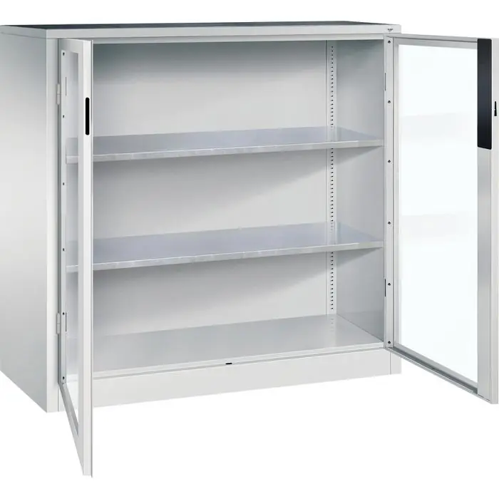 CP-Möbel Werkzeugschrank 8531-055, aus Metall, lichtgrau, mit Sichtfenter & 2 Fachböden, abschließbar, 120 x 120 x 50 cm Heißes Angebot