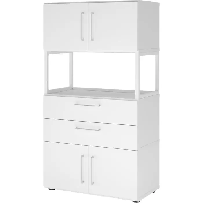 Direktkauf Hammerbacher Kombischrank FW48K7RG, weiß, mit 2 Schubladen und 4 Drehtüren, (B/H) 80 x 145 cm