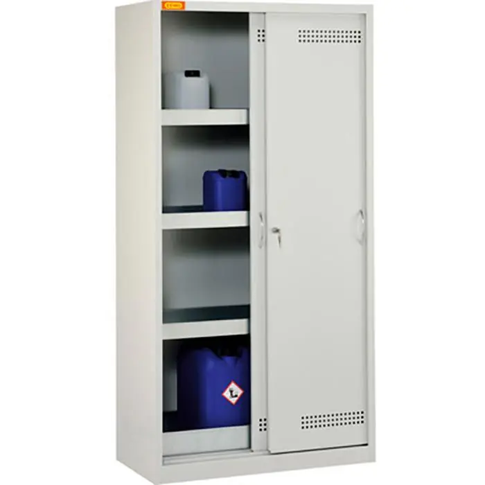 CEMO Umweltschrank 10/20, 11011, lichtgrau, 100 x 195 x 50cm, mit Schiebetüren, 4 Wannenböden Neu Im Sortiment