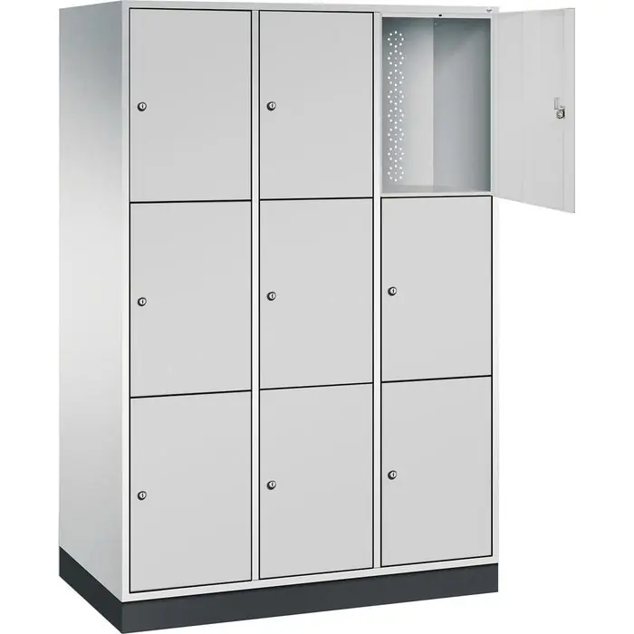 Direktkauf CP-Möbel Schließfachschrank Intro S4000, lichtgrau, 9 Fächer, Stahl, 122 x 195cm, mit Zylinderschloss