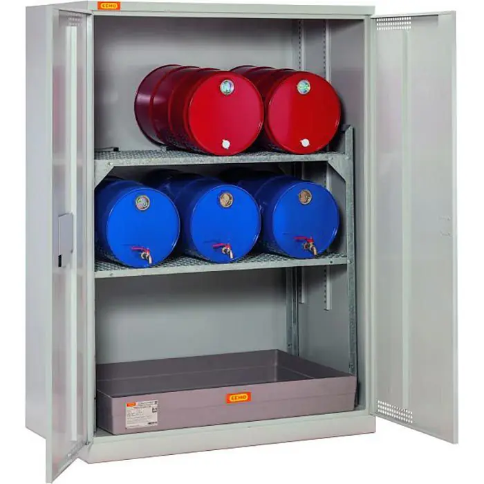 CEMO Umweltschrank Fassschrank 14/20, 11567, grau, 140 x 195 x 84cm, 2 Gitterroste & 1 Auffangwanne Kostenloser Versand