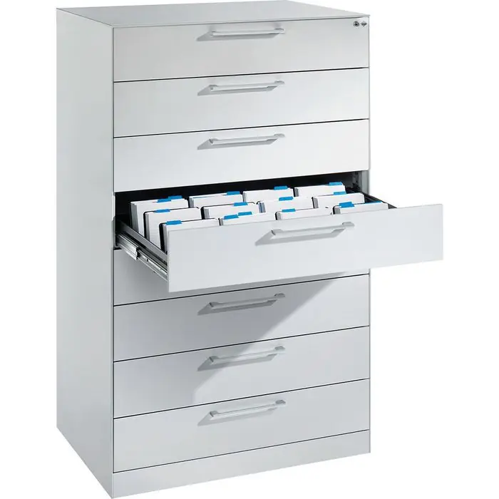 CP-Möbel Karteischrank Asisto C3000, für DIN A6, 4-bahnig, mit 8 Schüben, lichtgrau Preis Gesenkt