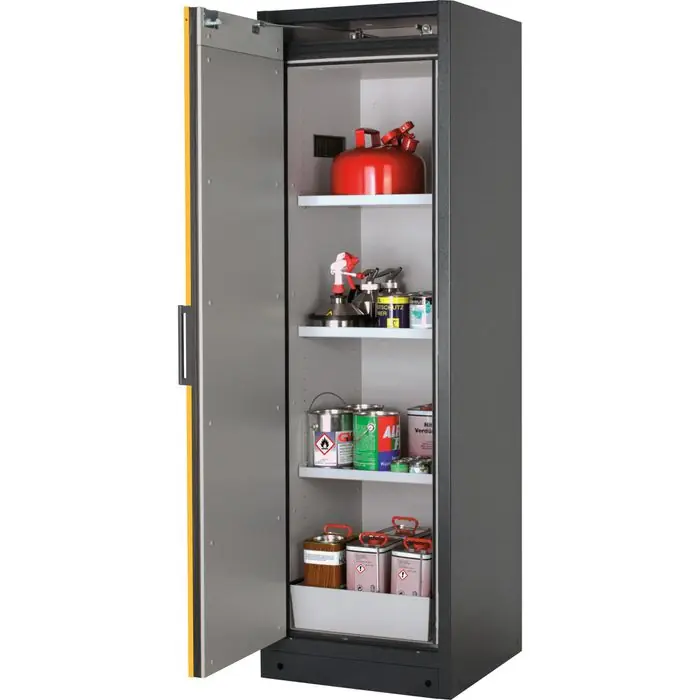 Zertifiziert asecos Gefahrstoffschrank Q-Classic 90, 30076, mit 3 Fachböden, Feuerwiderstand Typ 90, gelb, (B/H/T) 59,9 x 196 x 62cm