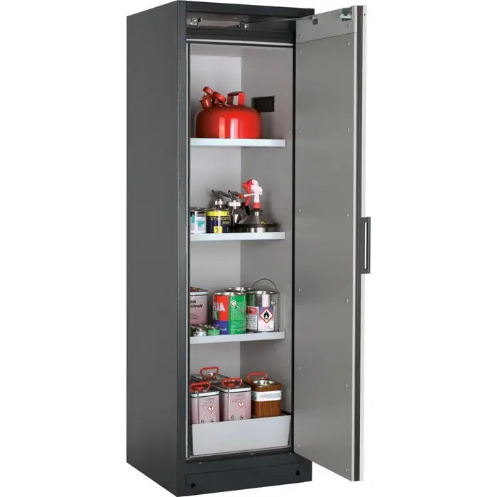 Garantierte Lieferung asecos Gefahrstoffschrank Q-Classic 90, 33407, mit 3 Fachböden, Feuerwiderstand Typ 90, grau, (B/H/T) 59,9 x 196 x 62cm