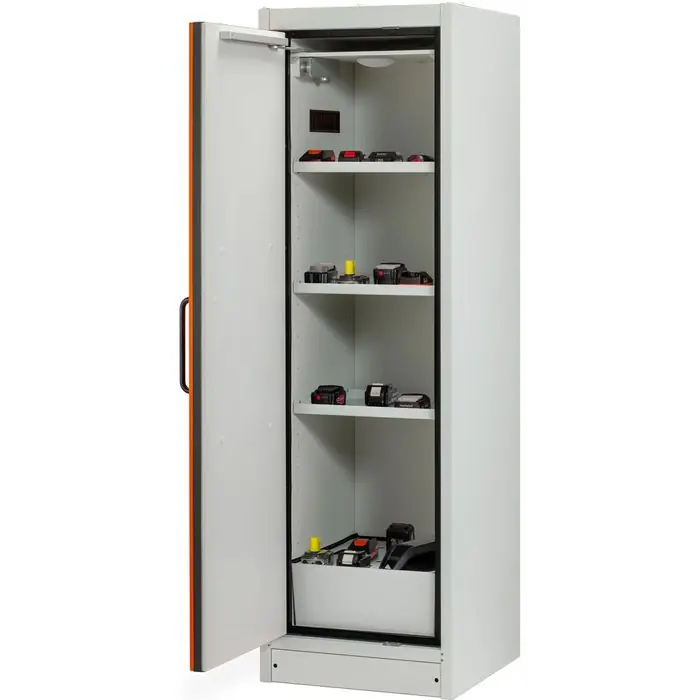 CEMO Akku-Lagerschrank PROline 6/20, 11959, mit 3 Fachböden, Feuerwiderstand Typ 90, orange, (B/H/T) 60 x 195 x 60cm Neue Ware