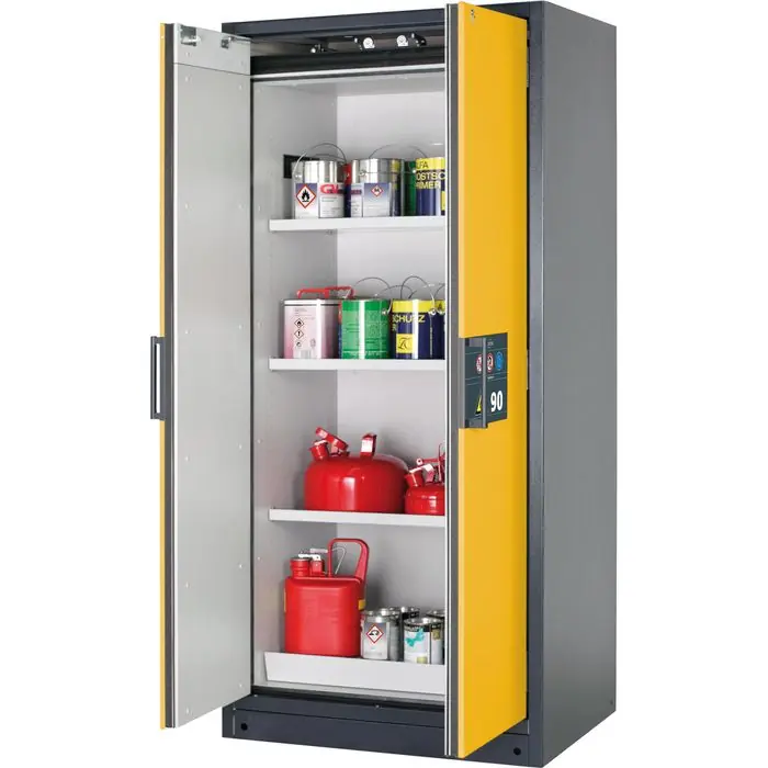 Markenware asecos Gefahrstoffschrank Q-Classic 90, 30043, mit 3 Fachböden, Feuerwiderstand Typ 90, gelb, (B/H/T) 89,3 x 196 x 62cm