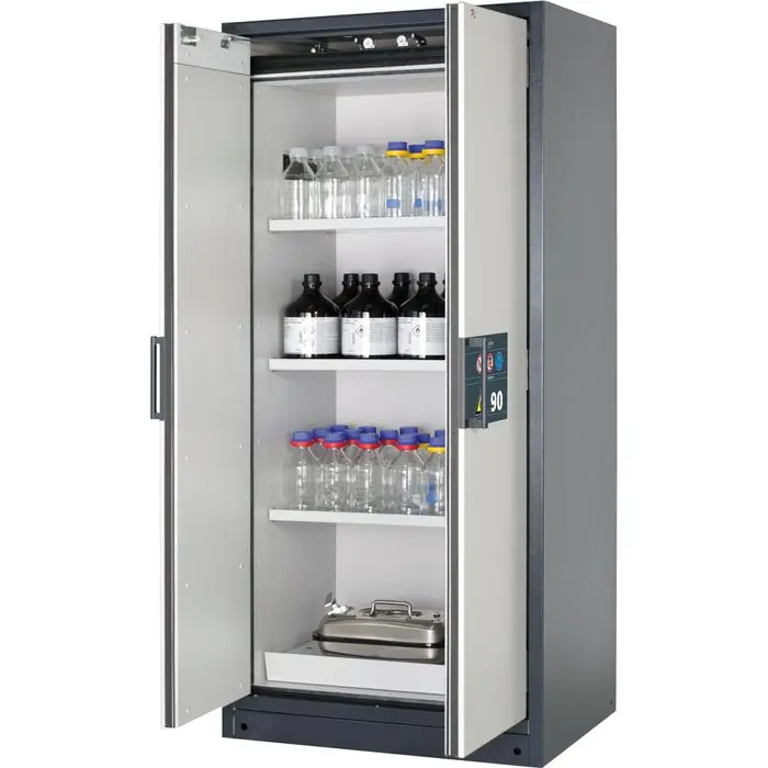 Gratis Versand asecos Gefahrstoffschrank Q-Classic 90, 30043, mit 3 Fachböden, Feuerwiderstand Typ 90, grau, (B/H/T) 89,3 x 196 x 62cm