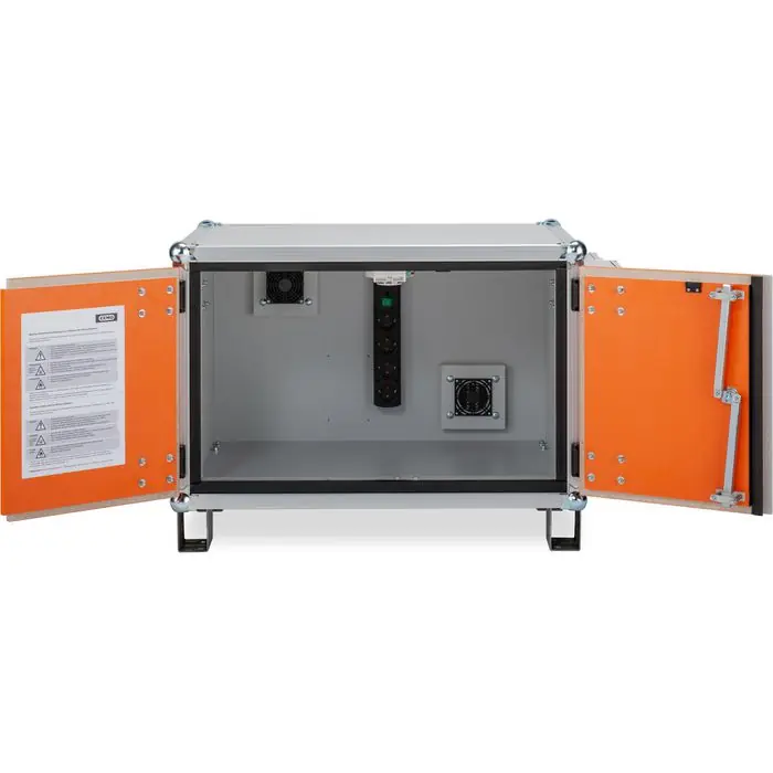 Schnäppchen CEMO Akku-Ladeschrank Premium Plus 8/5, mit 4 Steckdosen, Feuerwiderstand Typ 60, orange, (B/H/T) 89 x 62 x 66cm