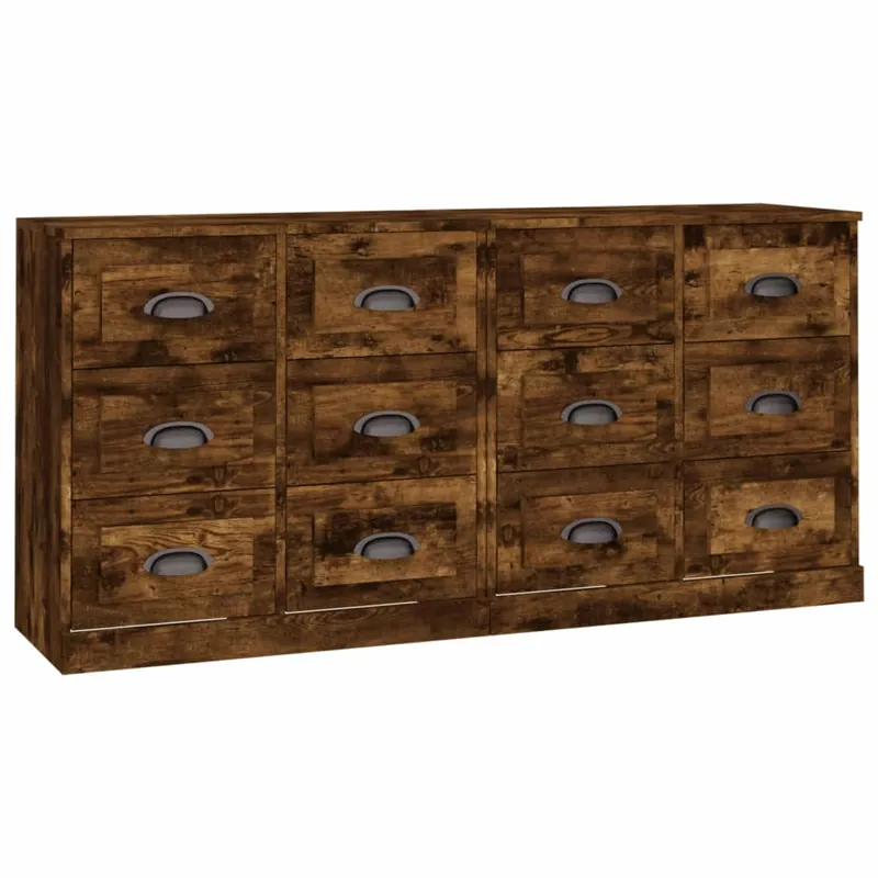 vidaXL Sideboards 2 Stk. Räuchereiche Holzwerkstoff Markenware